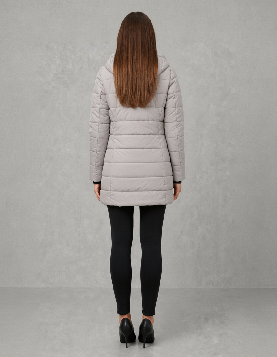 Lavender lightweight longline padded coat with hood – image 5