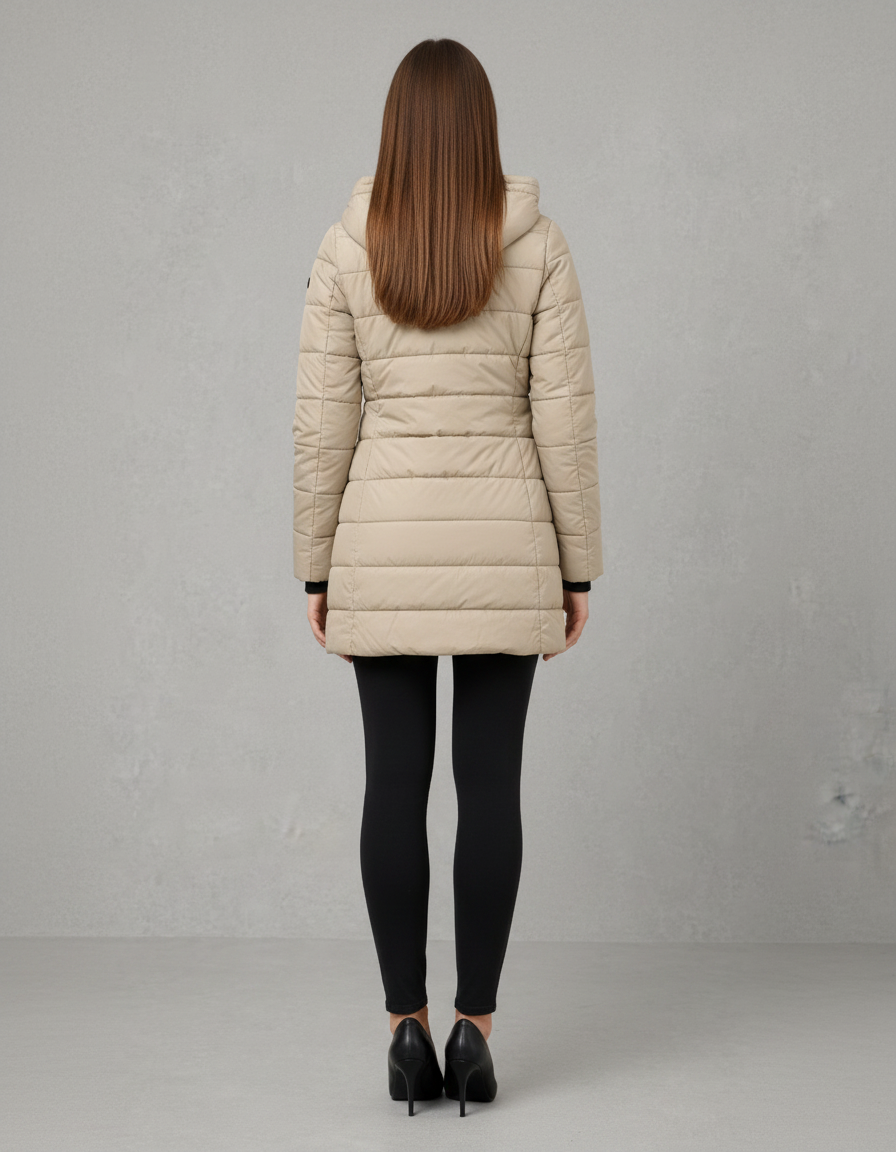 Lavender lightweight longline padded coat with hood – image 8