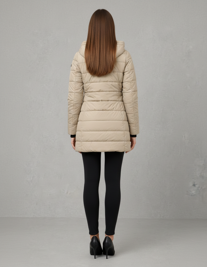 Lavender lightweight longline padded coat with hood – image 8