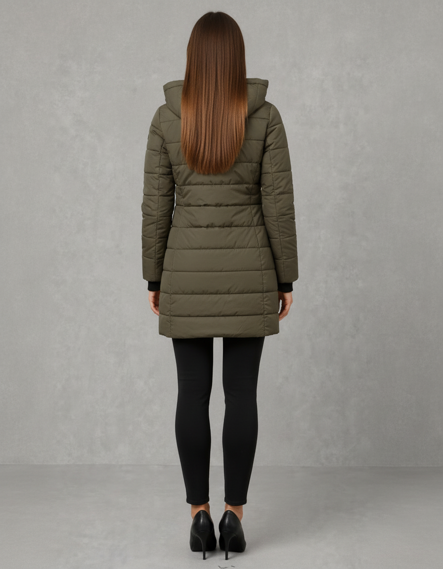 Lavender lightweight longline padded coat with hood – image 11