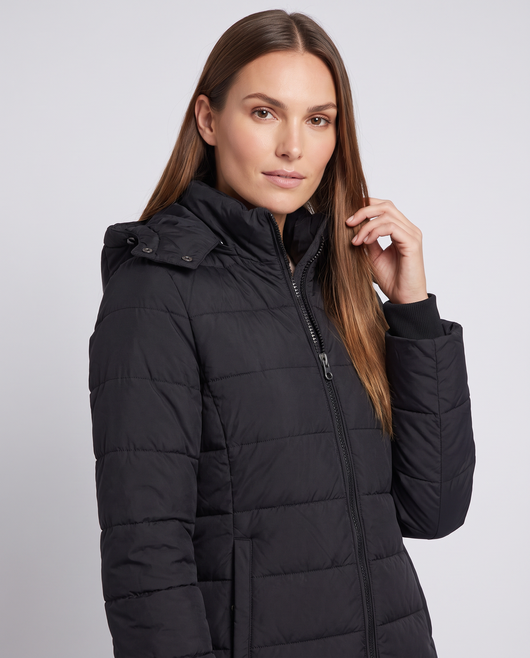 Lavender lightweight longline padded coat with hood – image 3