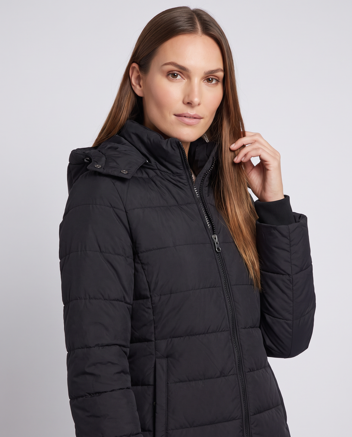 Lavender lightweight longline padded coat with hood – image 3