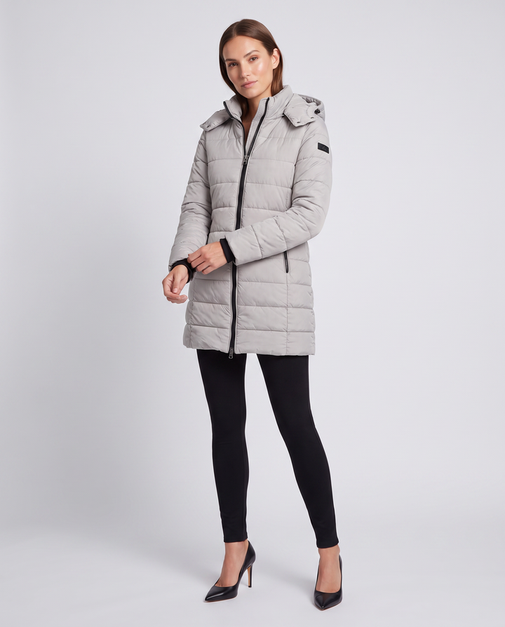 Lavender lightweight longline padded coat with hood – image 4