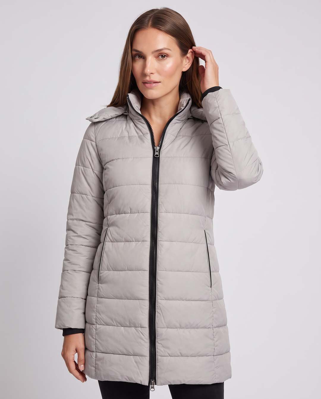 Lavender lightweight longline padded coat with hood – image 6