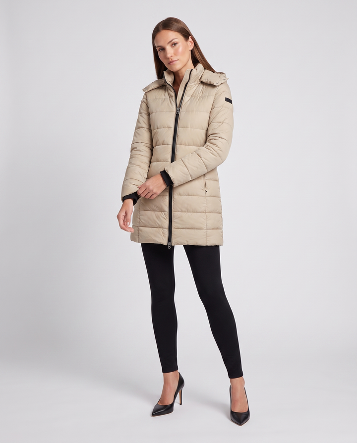 Lavender lightweight longline padded coat with hood – image 7
