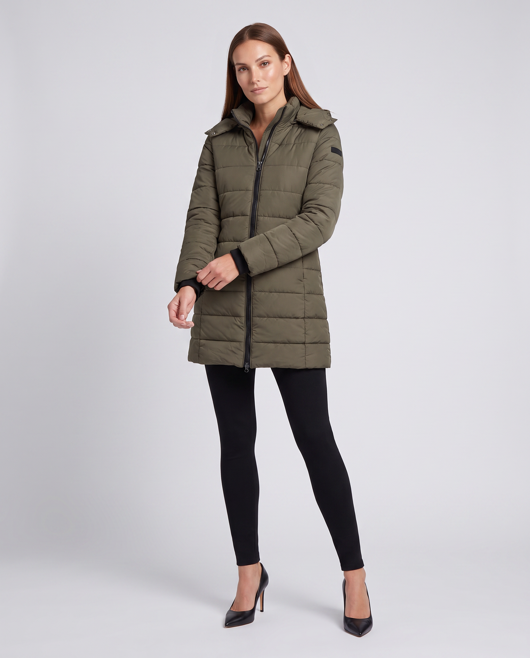 Lavender lightweight longline padded coat with hood – image 10