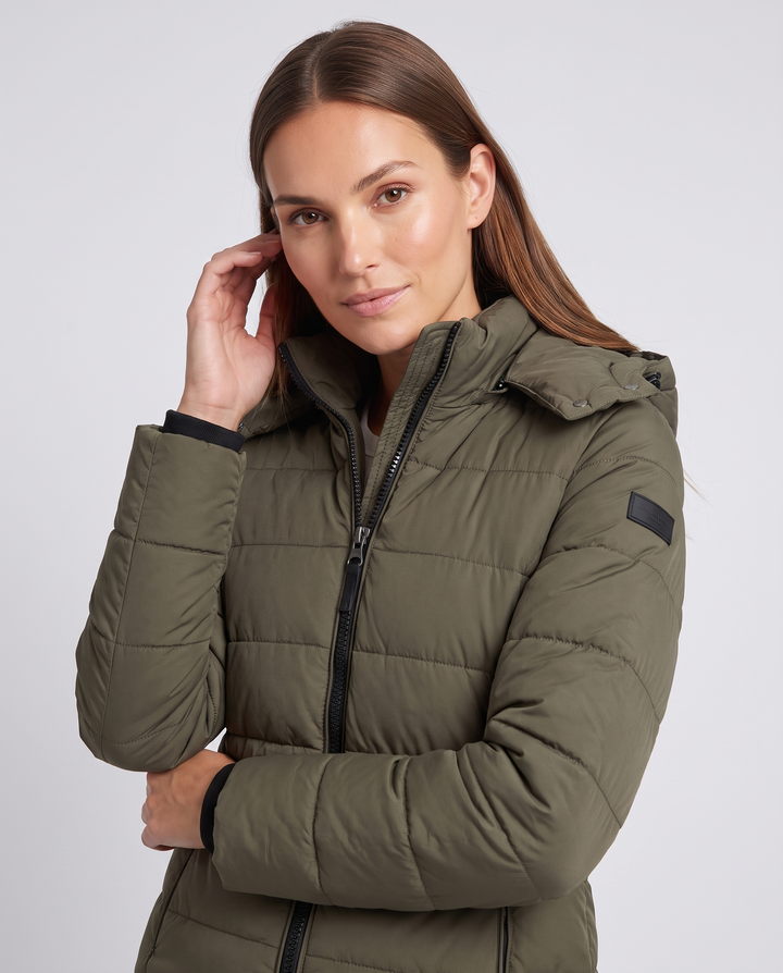 Lavender lightweight longline padded coat with hood – image 12