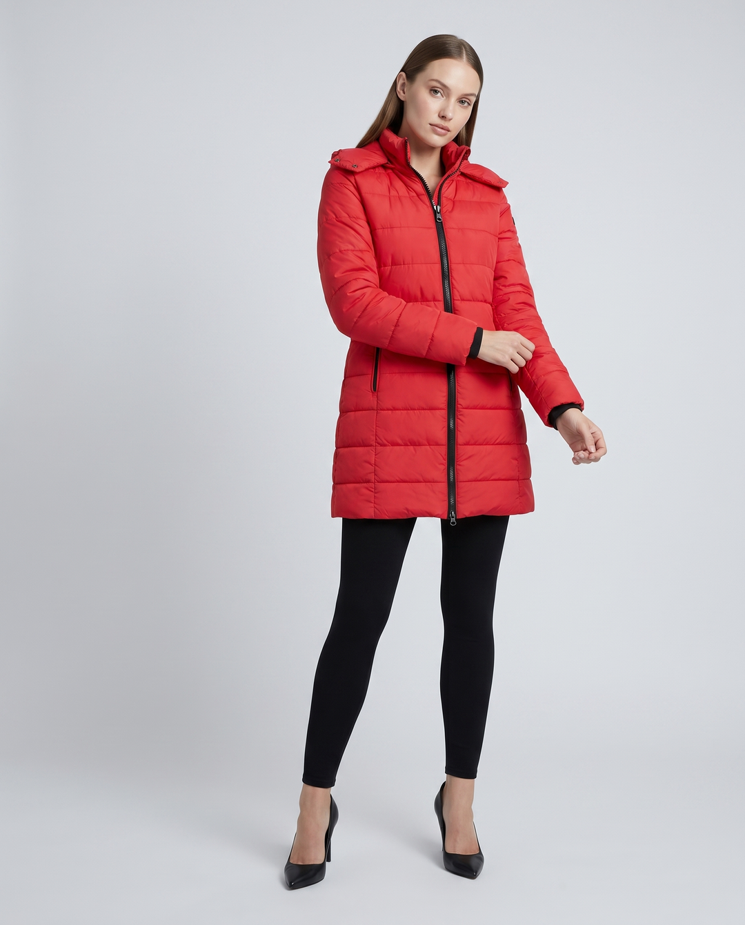 Lavender lightweight longline padded coat with hood – image 13