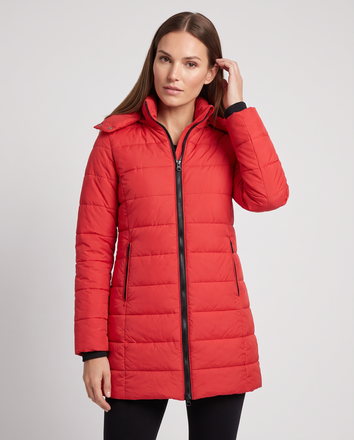 Lavender lightweight longline padded coat with hood – image 15