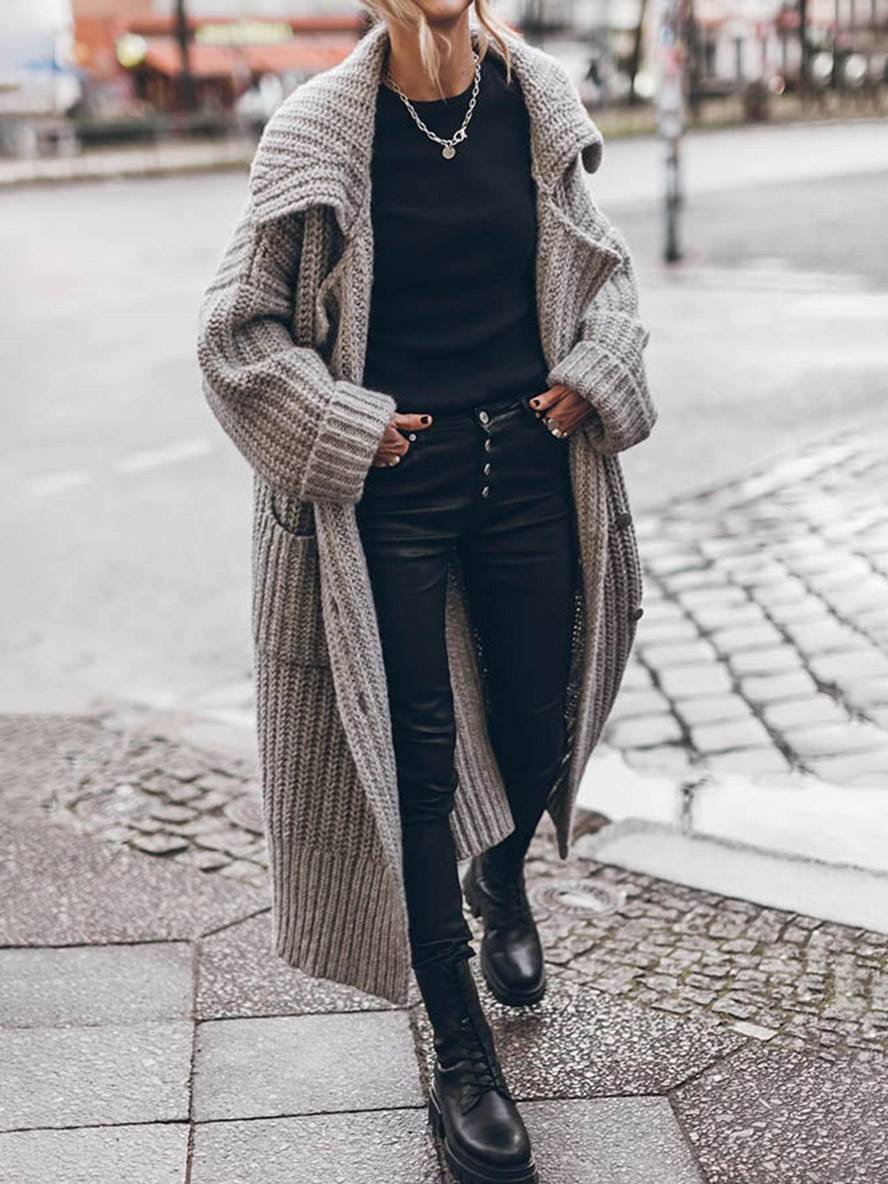 Allegra oversized chunky knit long cardigan – image 2