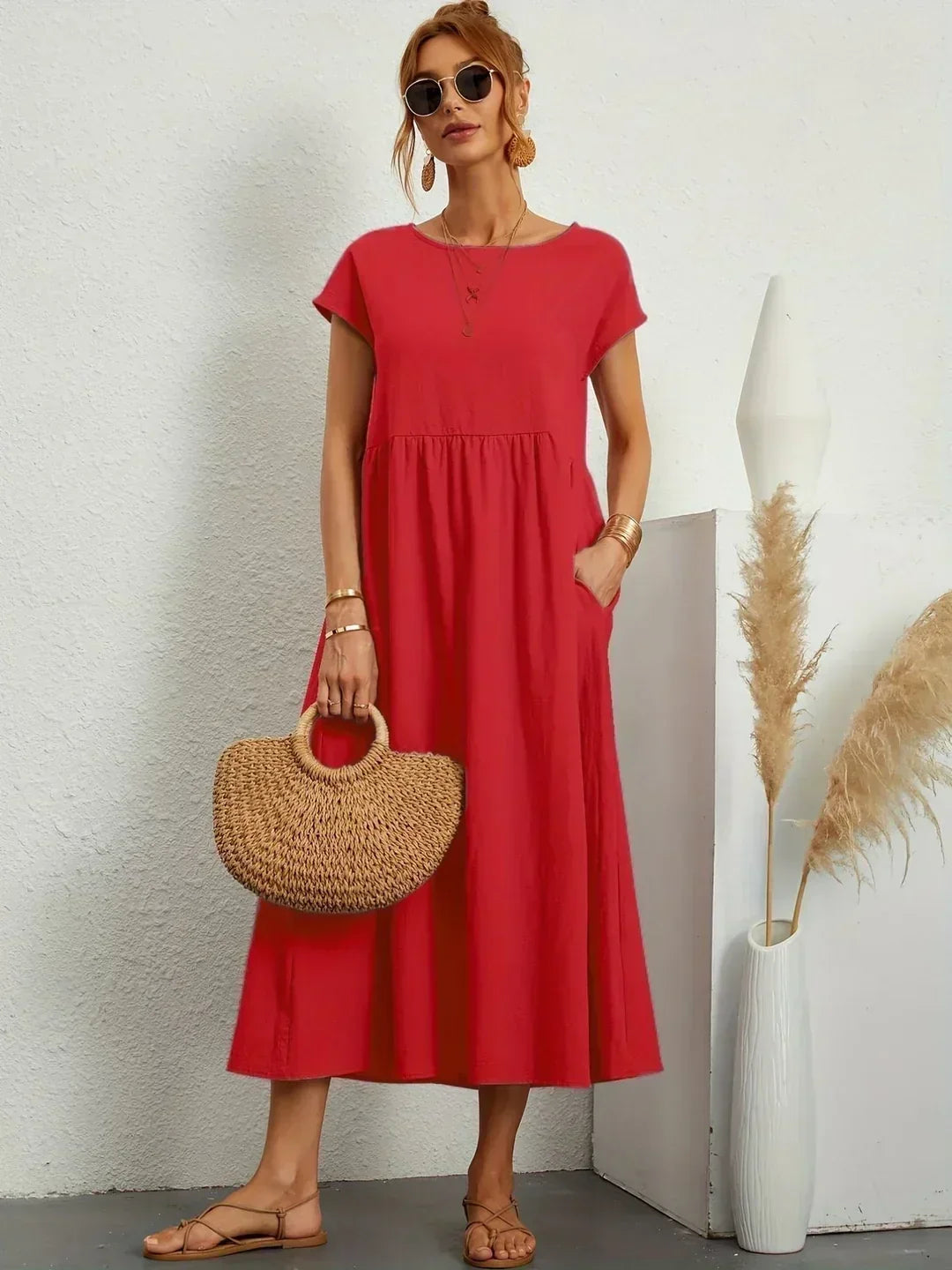 Willa pleated long sleeve midi dress – image 27