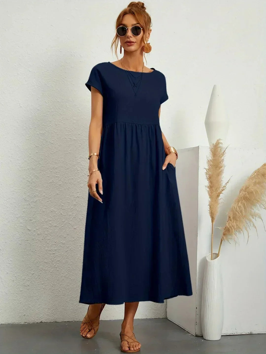 Willa pleated long sleeve midi dress – image 3