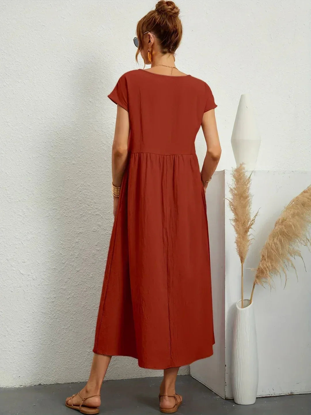 Willa pleated long sleeve midi dress – image 32