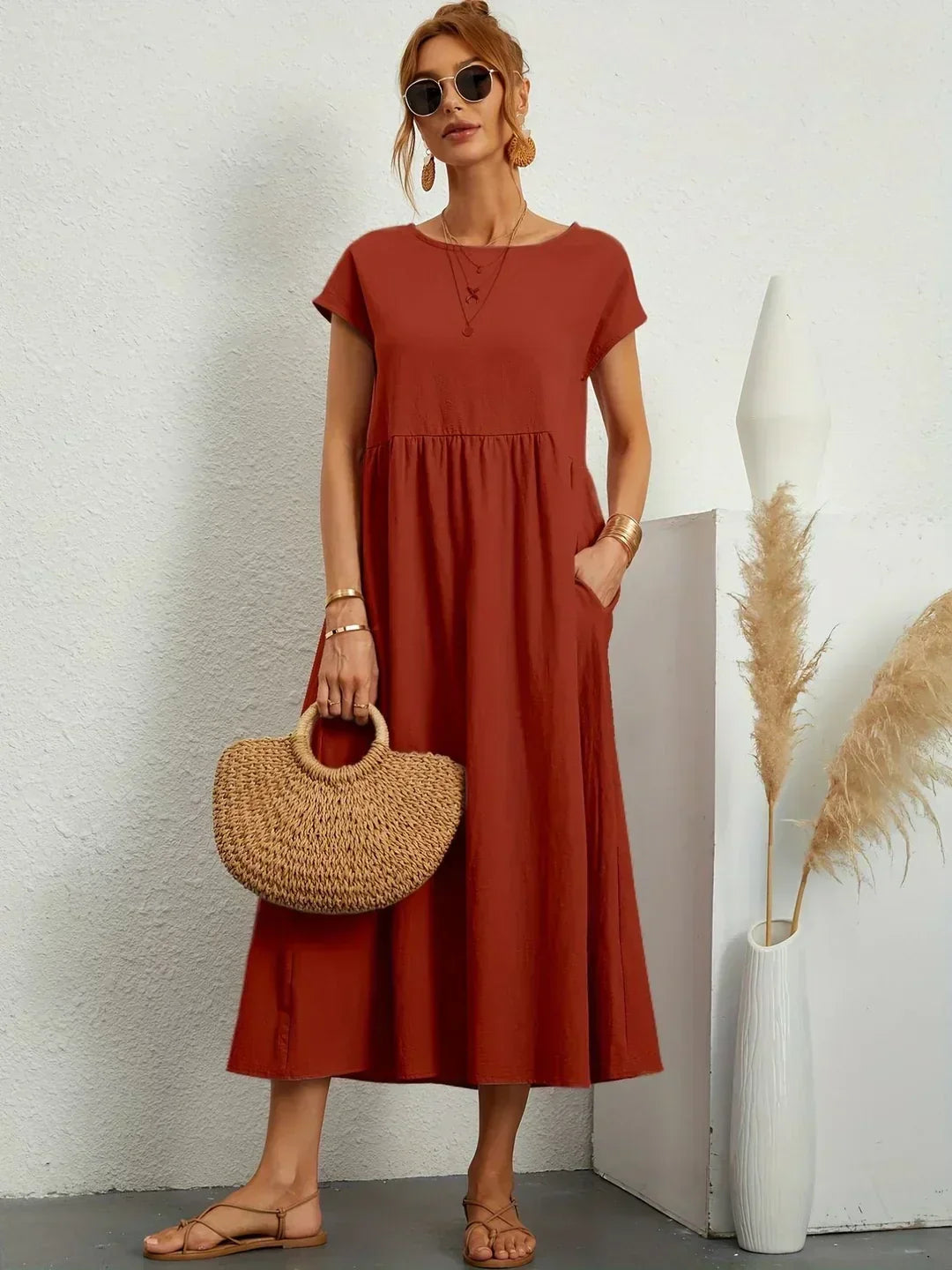 Willa pleated long sleeve midi dress – image 31