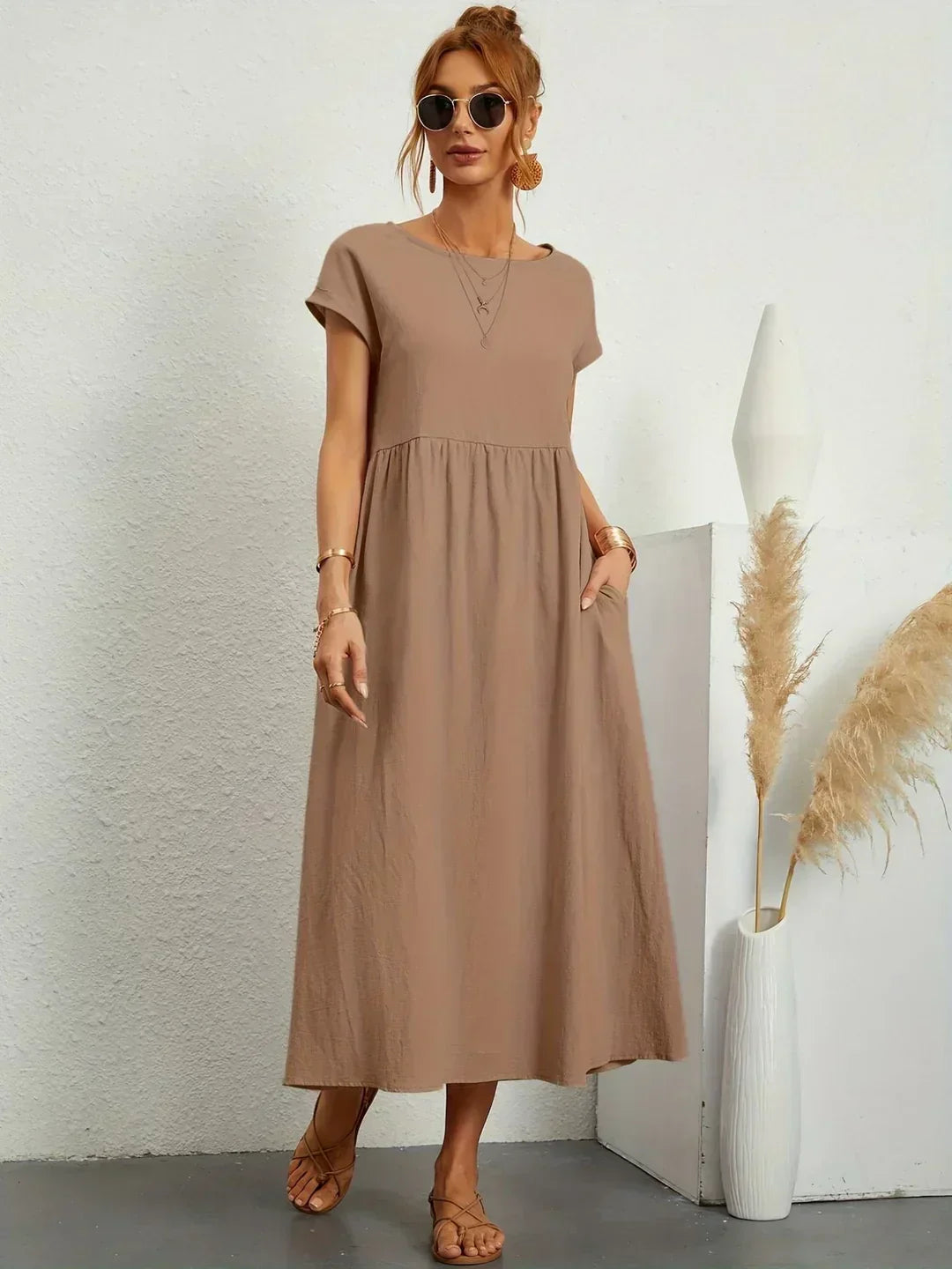 Willa pleated long sleeve midi dress – image 8