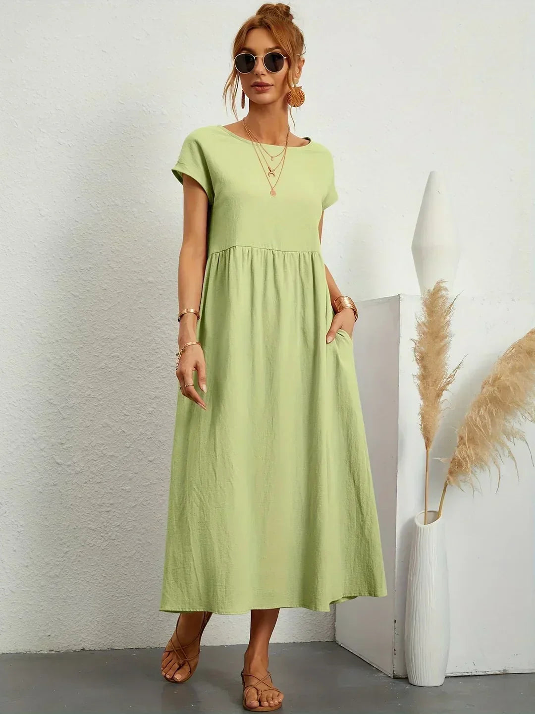 Willa pleated long sleeve midi dress – image 6