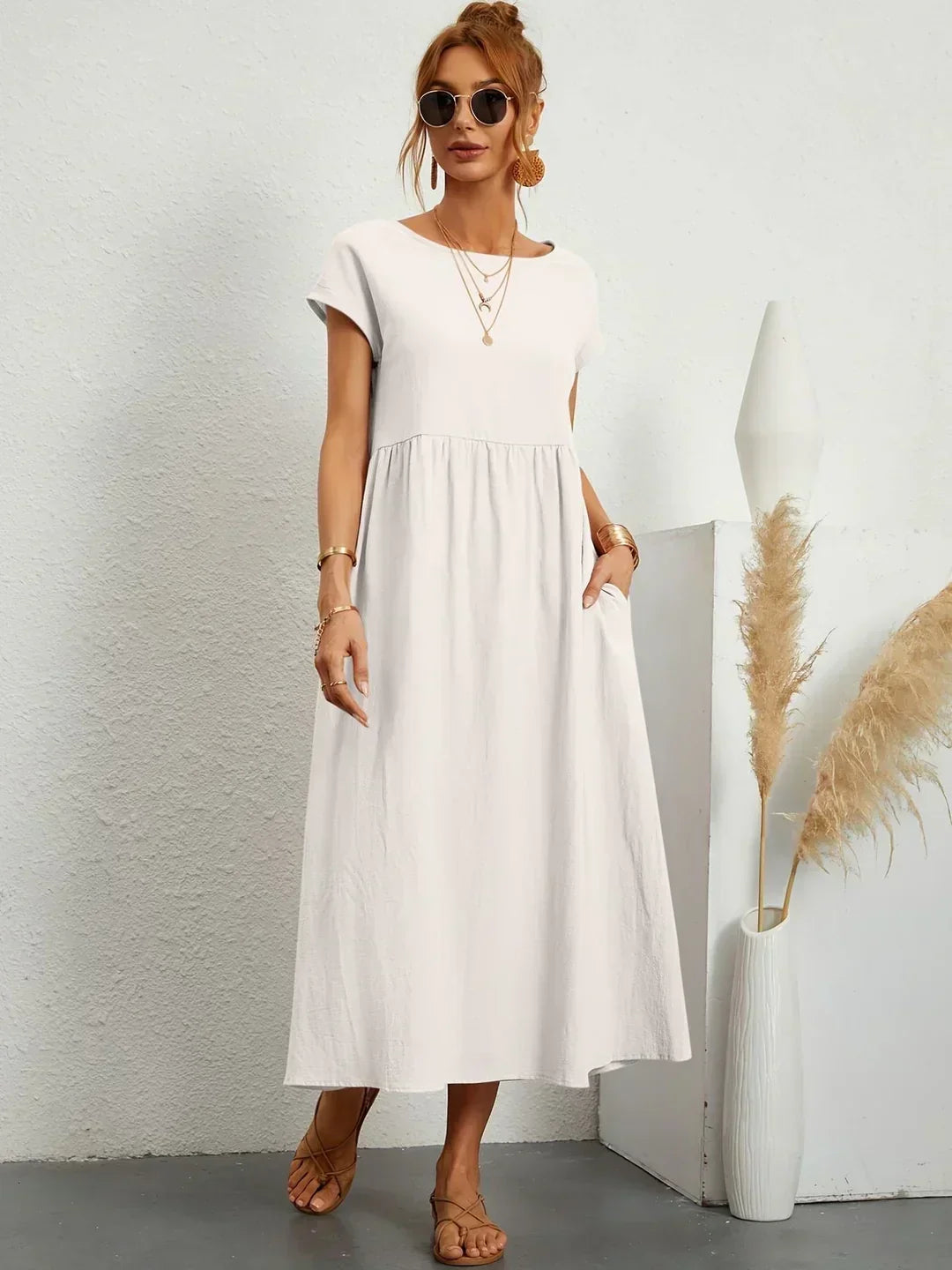Willa pleated long sleeve midi dress – image 2