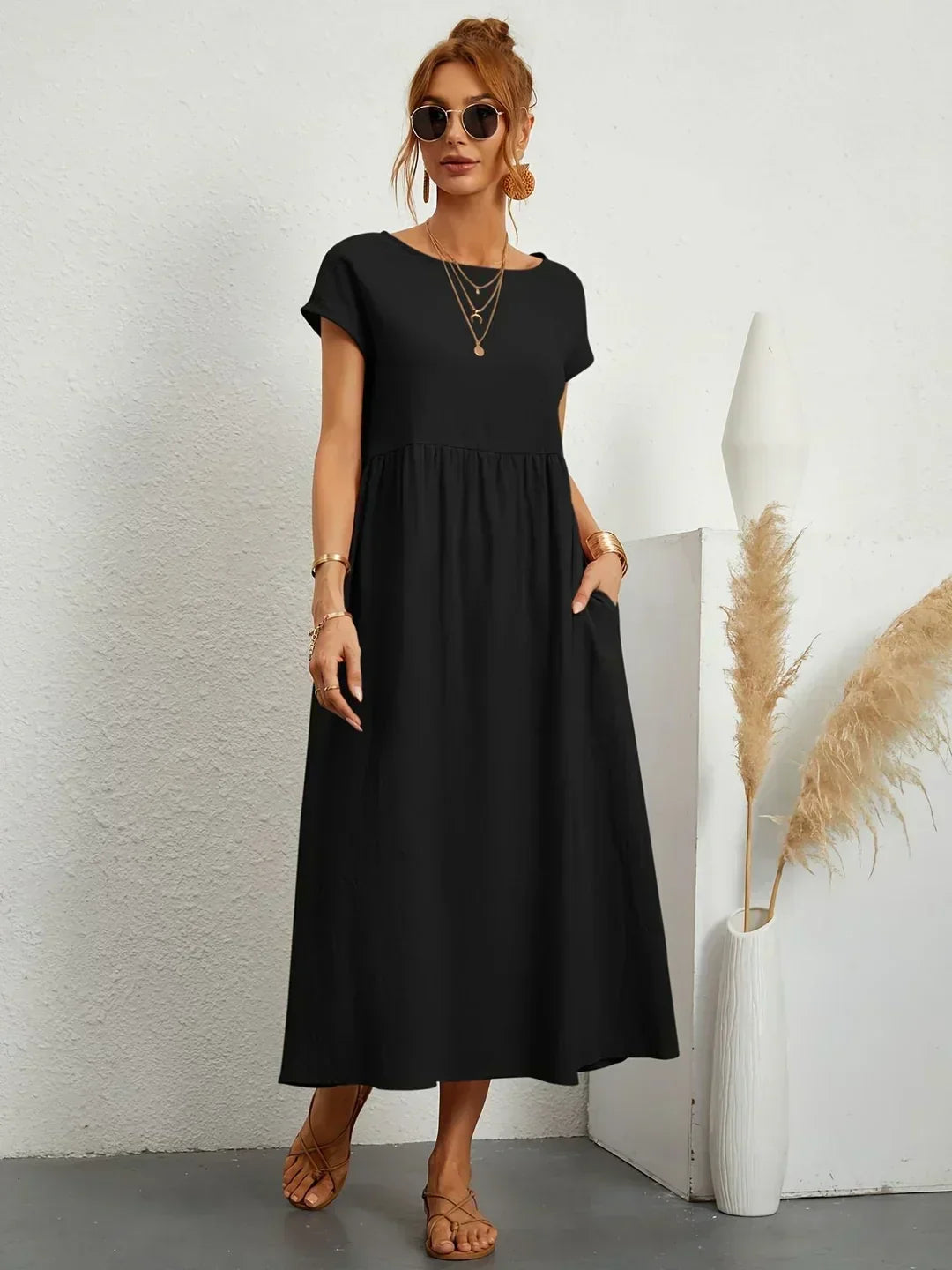 Willa pleated long sleeve midi dress – image 5
