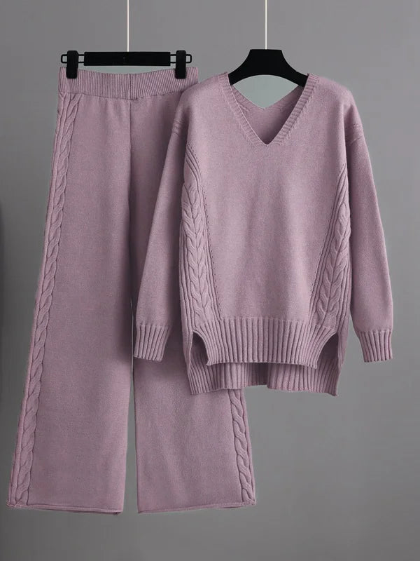 Cecilia v neck jumper and wide leg trouser set – image 3