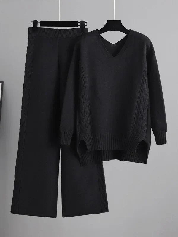 Cecilia v neck jumper and wide leg trouser set – image 4