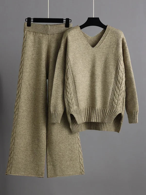 Cecilia v neck jumper and wide leg trouser set – image 5