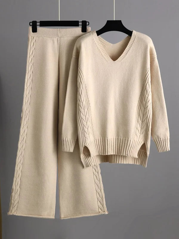Cecilia v neck jumper and wide leg trouser set