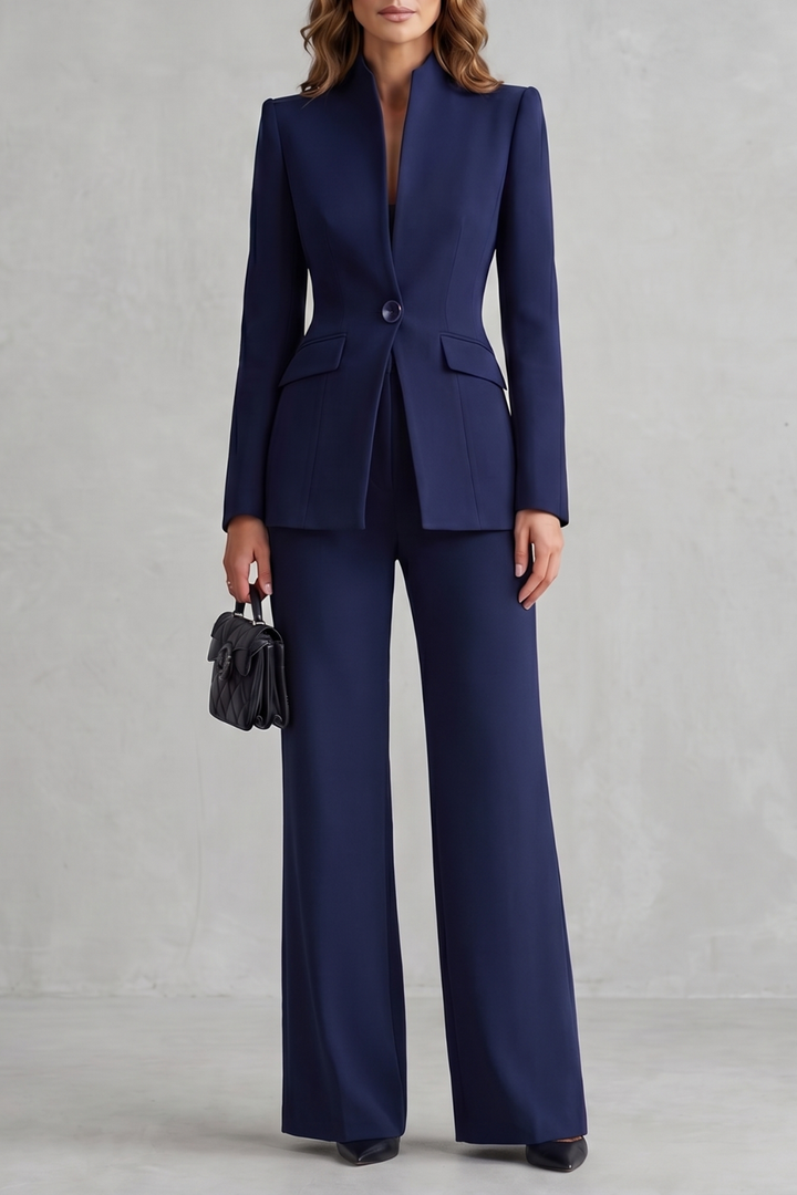 Tirion stand collar blazer and wide leg trouser suit