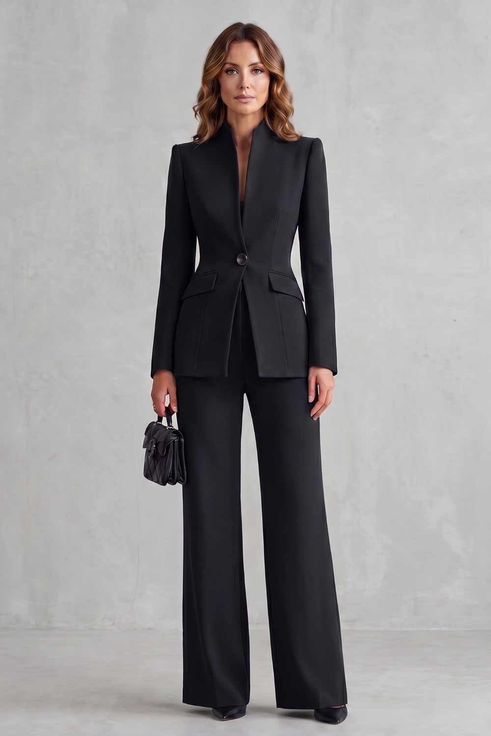 Tirion stand collar blazer and wide leg trouser suit – image 8
