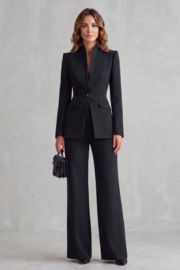 Tirion stand collar blazer and wide leg trouser suit – image 8