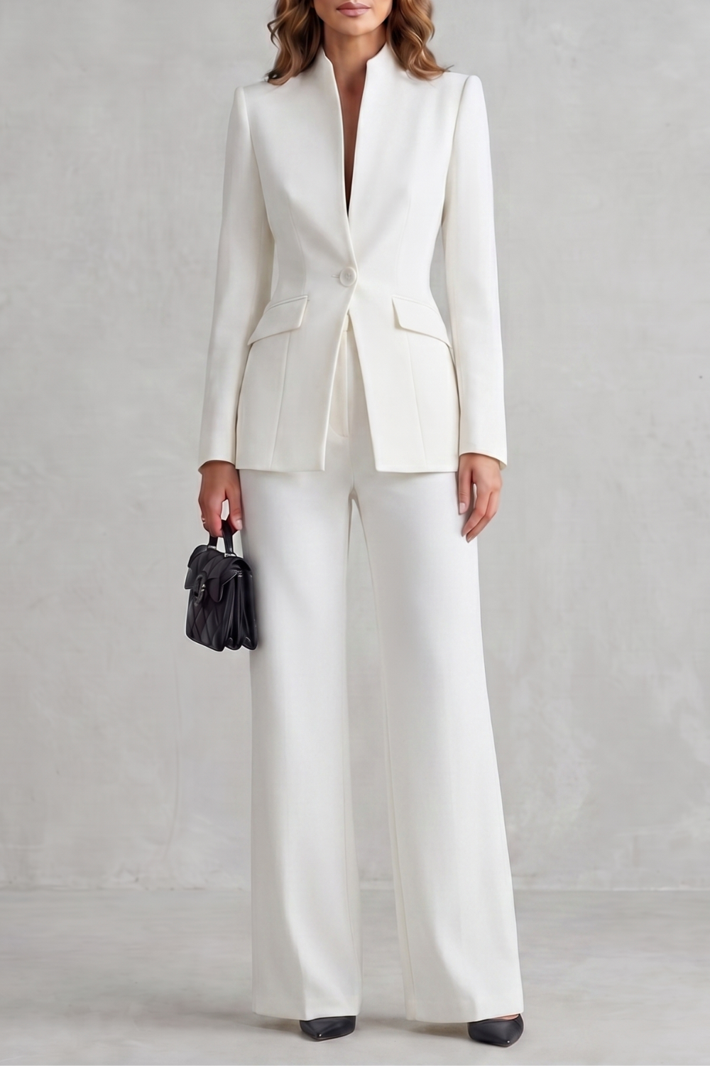 Tirion stand collar blazer and wide leg trouser suit – image 5
