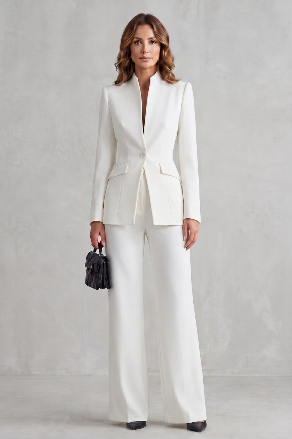 Tirion stand collar blazer and wide leg trouser suit – image 6