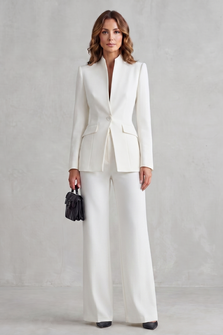 Tirion stand collar blazer and wide leg trouser suit – image 6