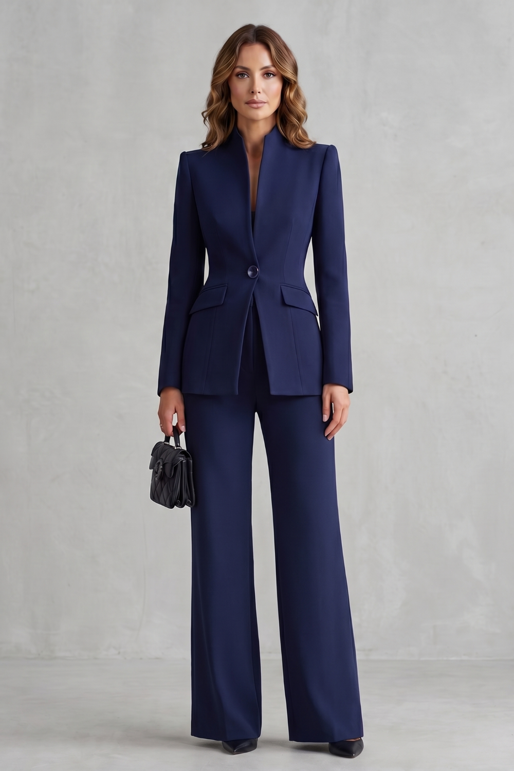 Tirion stand collar blazer and wide leg trouser suit – image 2