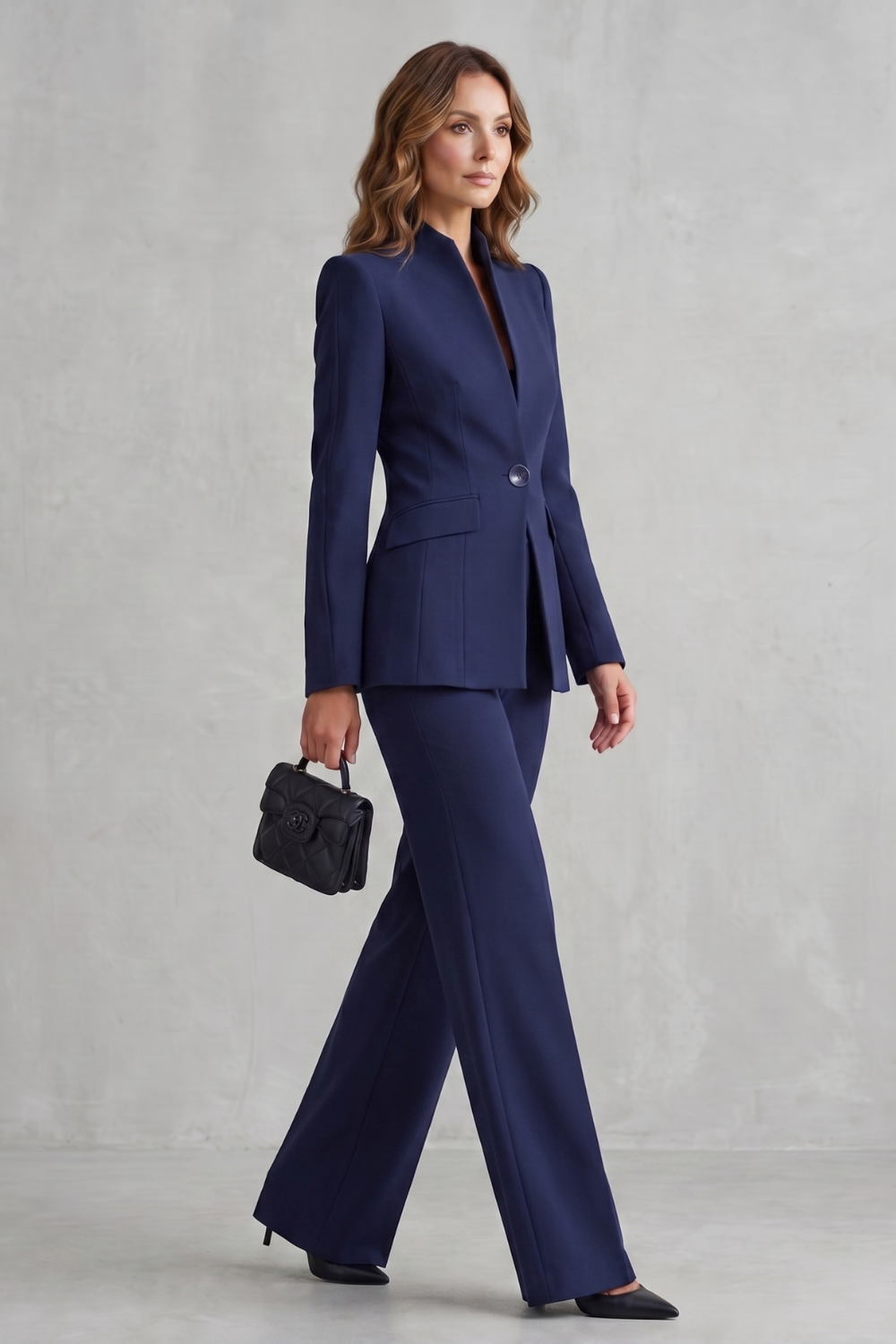 Tirion stand collar blazer and wide leg trouser suit – image 3