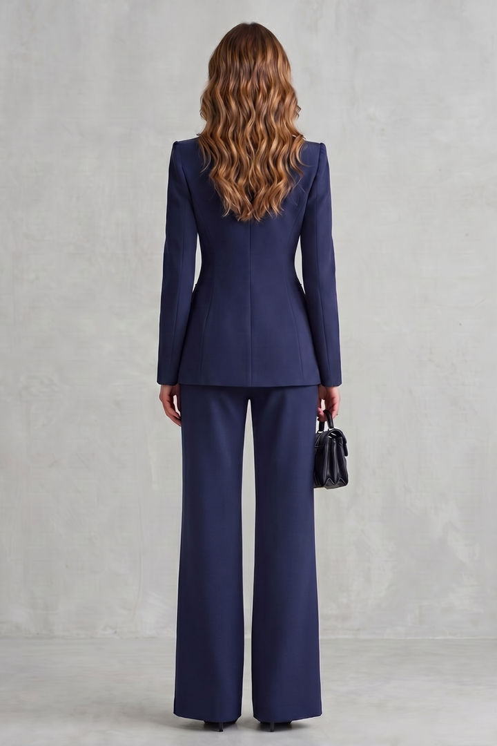 Tirion stand collar blazer and wide leg trouser suit – image 4