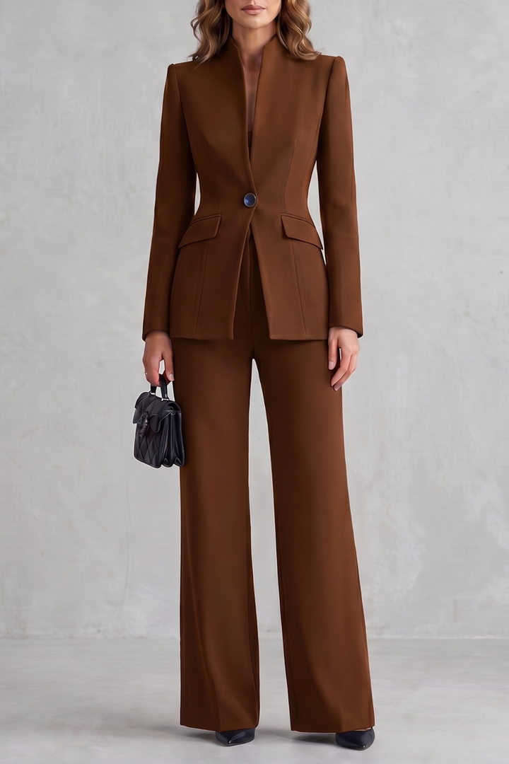 Tirion stand collar blazer and wide leg trouser suit – image 11