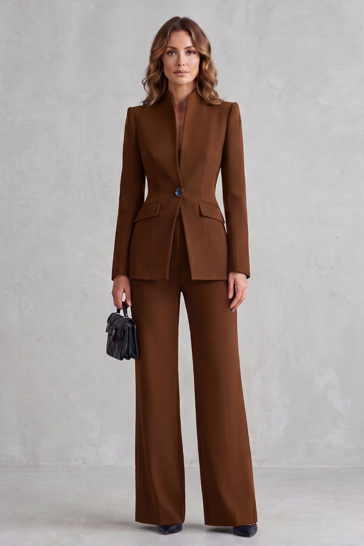 Tirion stand collar blazer and wide leg trouser suit – image 12
