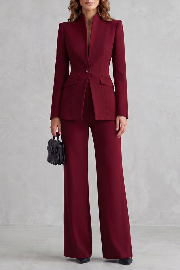 Tirion stand collar blazer and wide leg trouser suit – image 9
