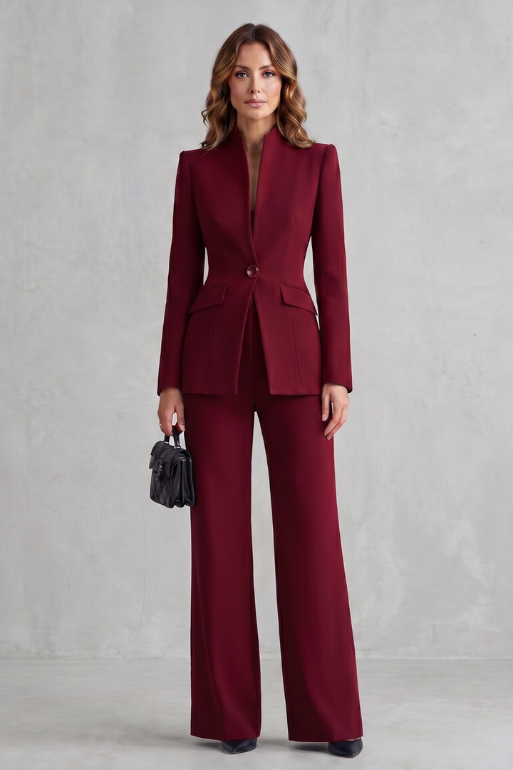 Tirion stand collar blazer and wide leg trouser suit – image 10