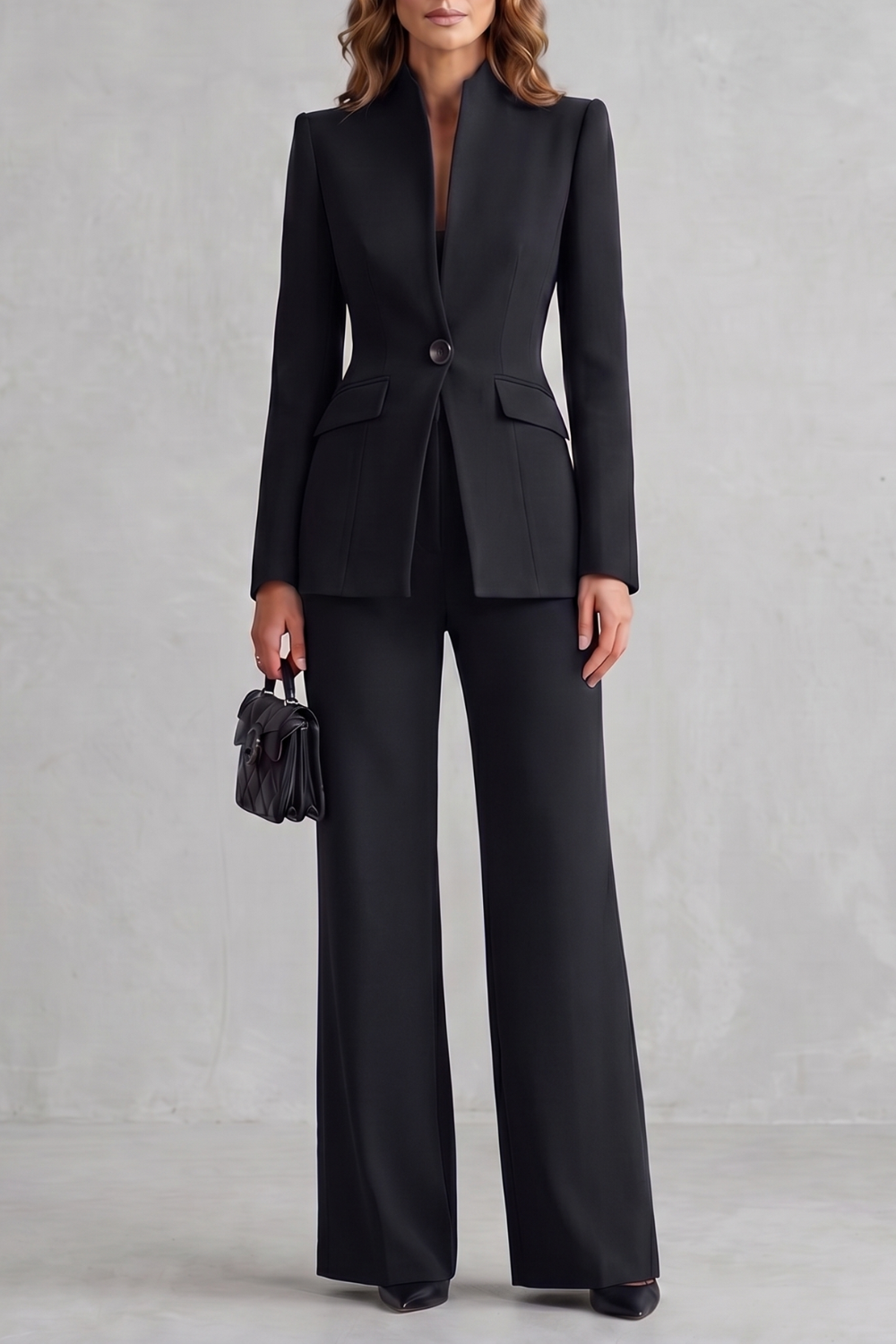 Tirion stand collar blazer and wide leg trouser suit – image 7