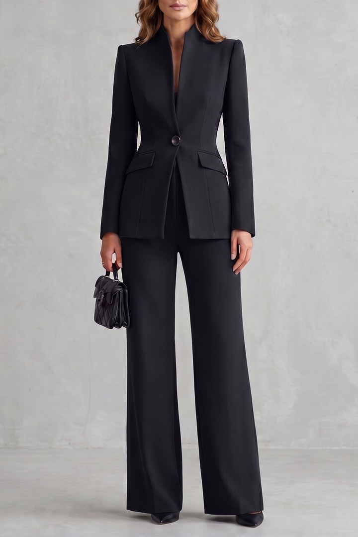 Tirion stand collar blazer and wide leg trouser suit – image 7