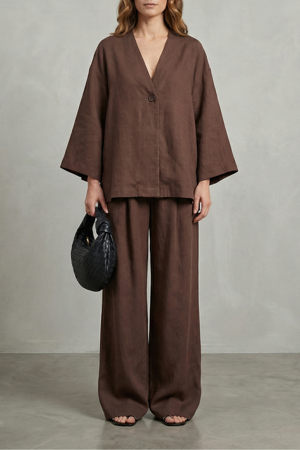 Daphne wrap top and wide leg trouser set
