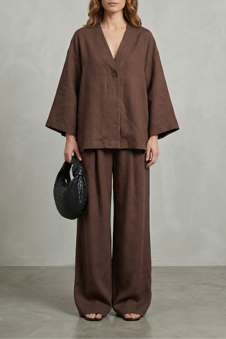 Daphne wrap top and wide leg trouser set