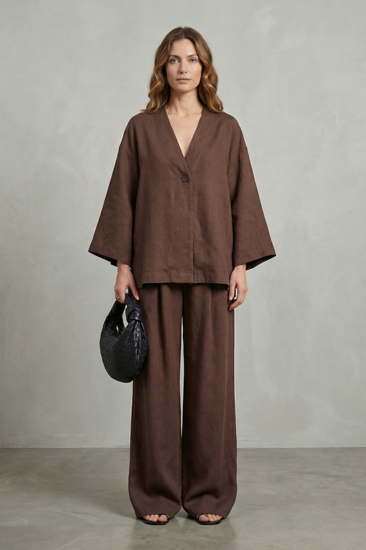 Daphne wrap top and wide leg trouser set – image 2