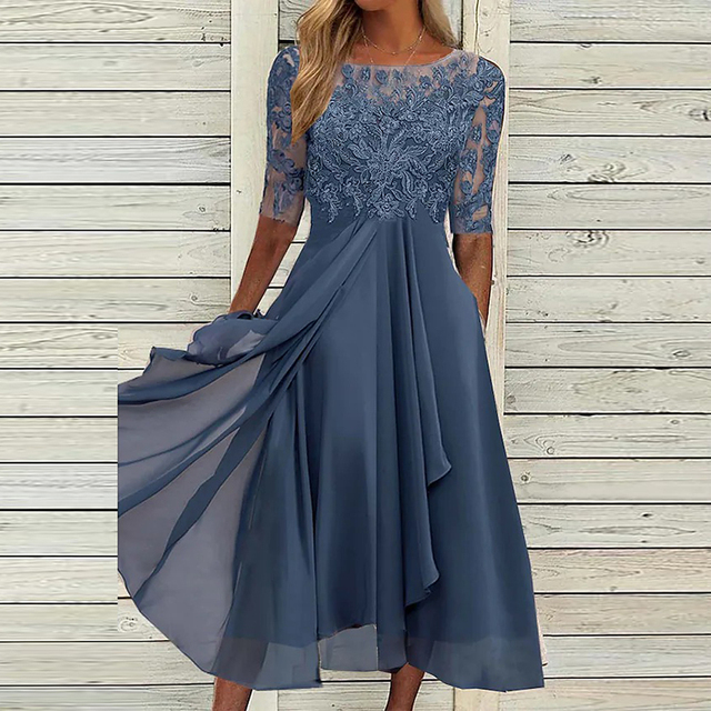 Estella lace midi dress with half sleeves