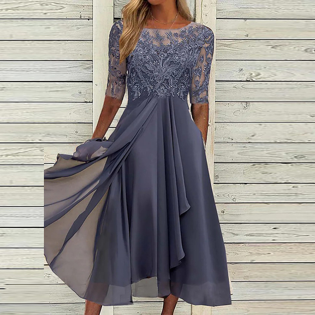 Estella lace midi dress with half sleeves – image 2