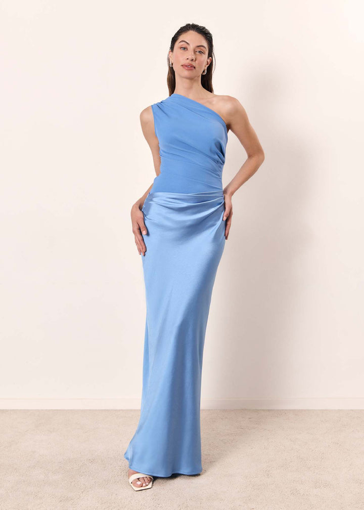 Gwendolen one sleeve draped satin maxi dress – image 12