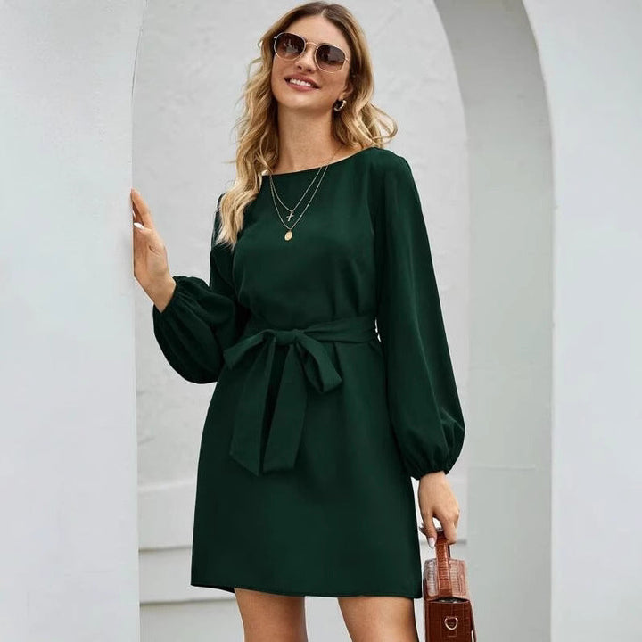 Eira balloon sleeve belted shift dress – image 4
