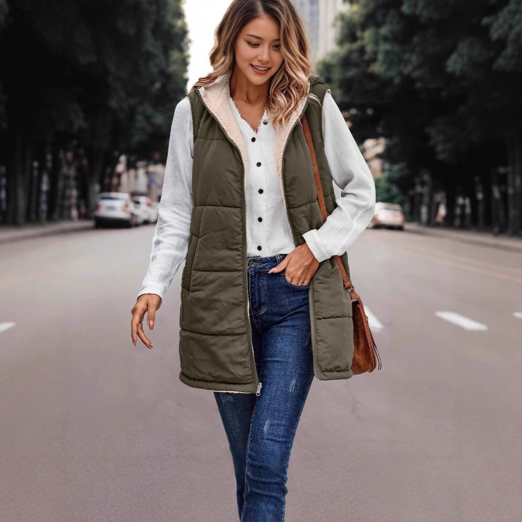 Morven sherpa hood longline quilted gilet