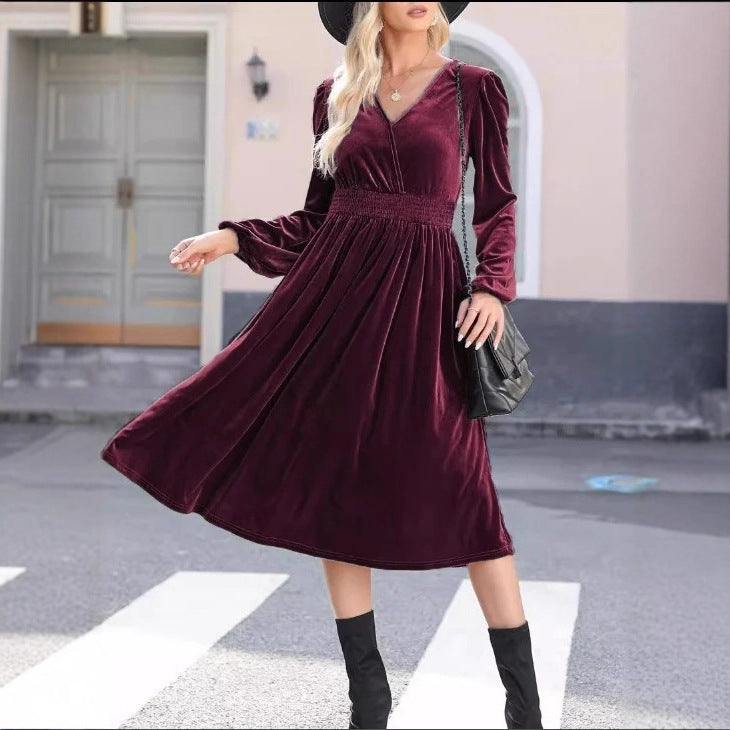 Tamsyn velvet V neck midi dress – image 3